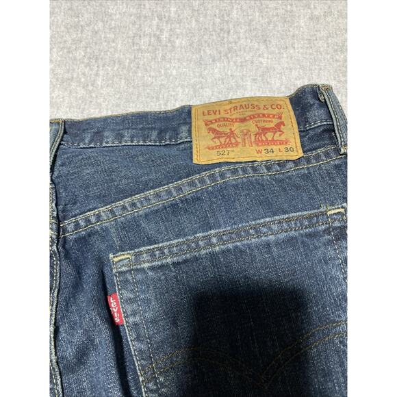 Levis 527 Jeans Mens Tag 34x30 Actual 34x31.5 Blue Bootcut Slim Western Dark - Picture 4 of 13